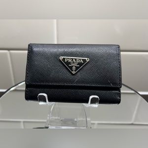 PRADA Milano Black Saffiano Leather Key Holder Case